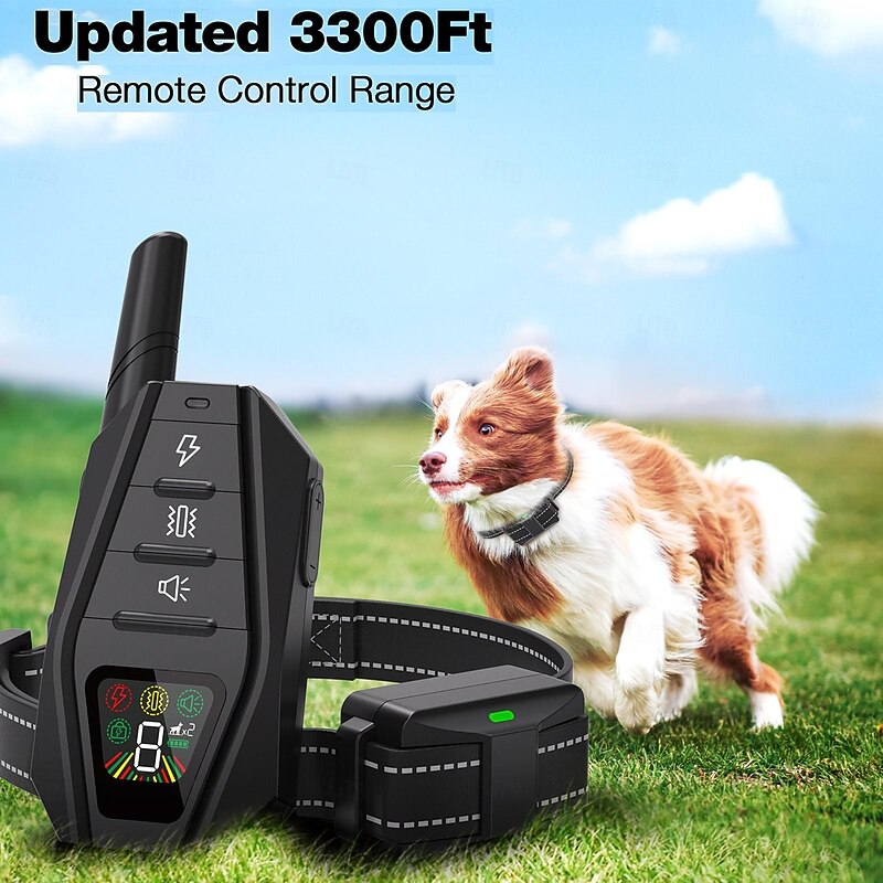 3300Ft Dog Training Collar LCD Battery Display with Remote Rechargeable Waterproof E Collar with Beep Vibration Shock High Quality