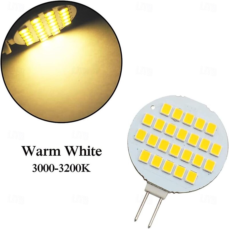 G4 LED Bulbs 2W, 24-2835 SMD, AC/DC 12V-24V, Super Bright Halogen 20W Replacement, Natural Cool White for RV, Camper, Cabinet & Boat (10pcs)3