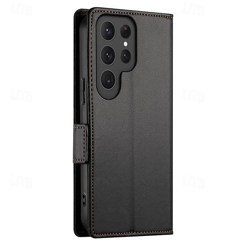 Phone Case For Samsung Galaxy S25 S24 S23 S23 FE S22 S21 Ultra Plus A55 5G A35 5G A25 A15 Back Cover with Stand Holder Magnetic Card Slot Retro TPU PU Leather2