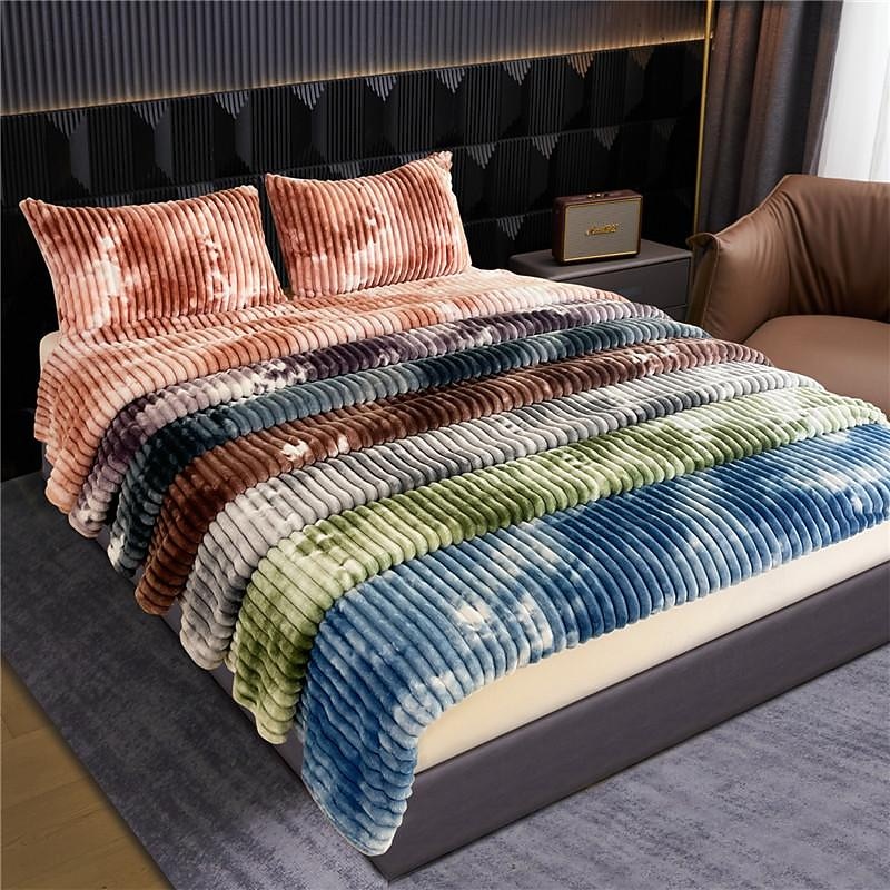 Blanket for Beds Tie Dyeing Warm Manta Single/Queen/King Flannel Fleece Thow Blanket Thick Warm Plaids for Bedroom Sofa