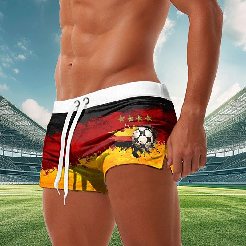 Men's Flag Football Germany Swim Trunks Swim Shorts Board Shorts Mid Waist Fashion Designer Surfing Holiday Beach Drawstring Pocket Elastic Waist Designer Clothing Apparel