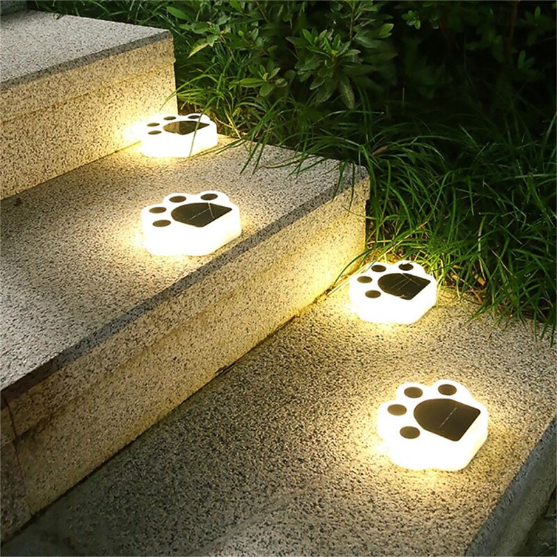 1/4pcs Outdoor Solar Cat Paw Lawn Lights, Solar Cute Cat Paw Deck Lights Ground Lamps LED Cat Paw Scene Light Landscape Light3