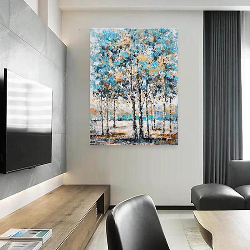 Handmade Oil Paintings Canvas Wall Art Decoration Modern Abstract Small Wooded Rural Landscape for Home Decor Rolled Frameless Unstretched Painting4