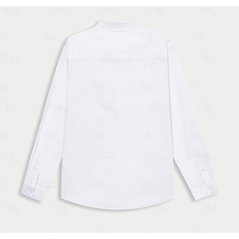 Men's Dress Shirt Button Up Shirt White Long Sleeve Solid Color Turndown Spring &  Fall Wedding Party Clothing Apparel Button4