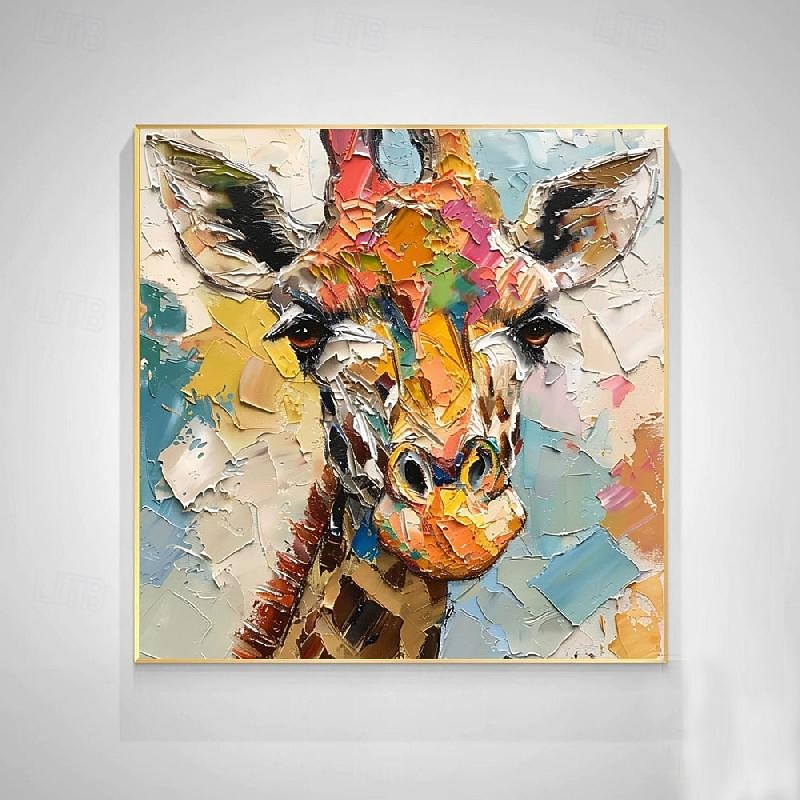 Giraffe  Oil Painting African Animals painting handmade  Wall Art Wild Animals Impasto Textured Artwork Gifts paintings for Kids room decoration
