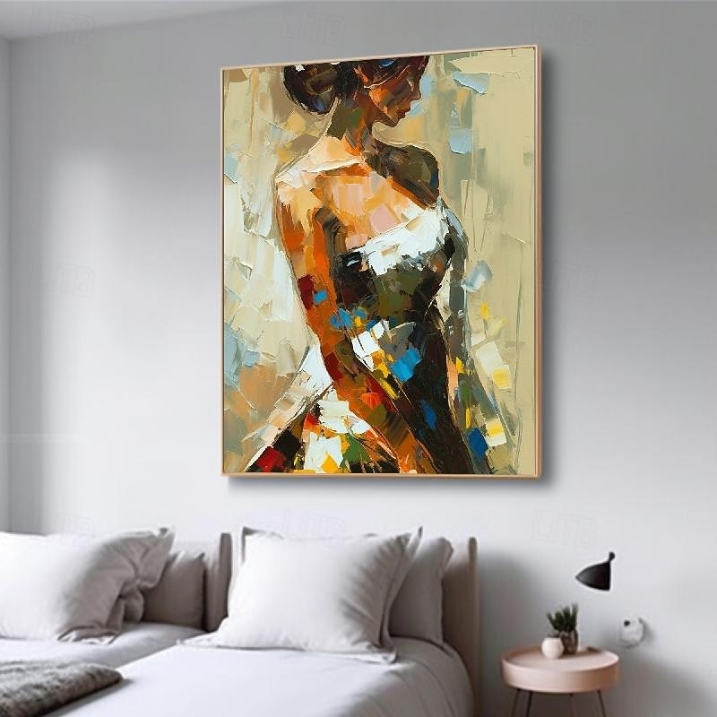 Abstract Textured Lady oil painting hand painted Figurative Dancing girl painting wall art Extra large nude girl painting Impressionism texture girl oil painting  home Decorative wall art Oil painting4