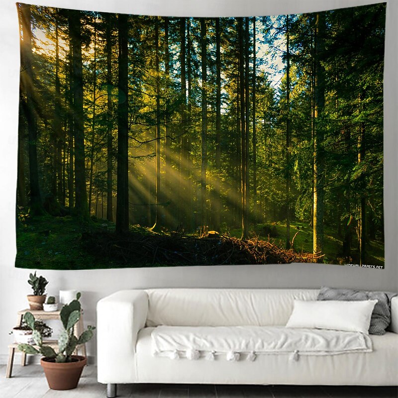 Nature Forest Beam Hanging Tapestry Wall Art Large Tapestry Mural Decor Photograph Backdrop Blanket Curtain Home Bedroom Living Room Decoration2