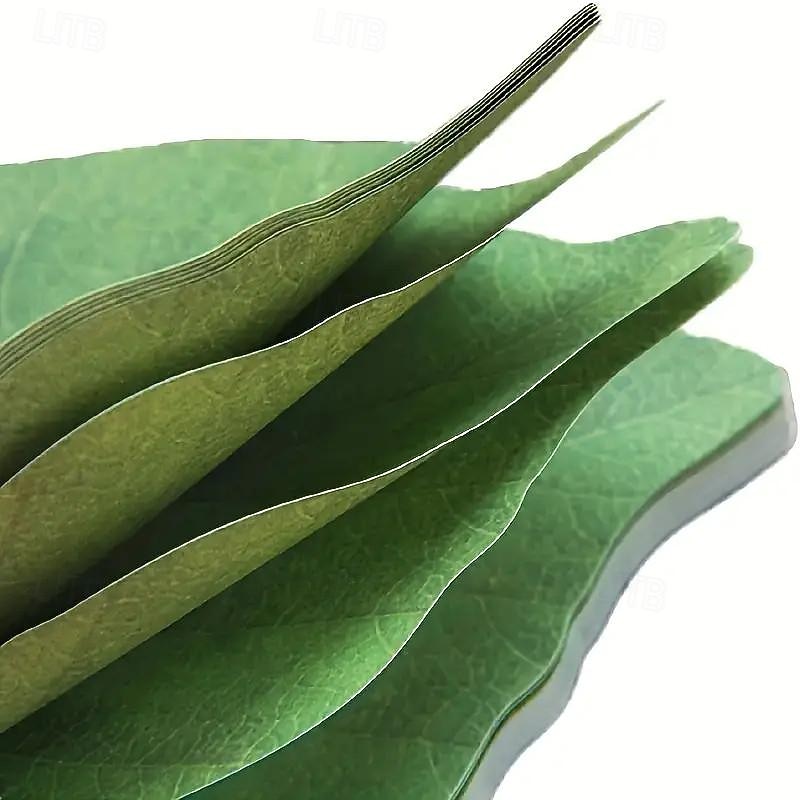 50 Leaf Shaped Sticky Notes Diy Home Wall Photo Decor Green Self Adhesive Memo Back To School Season School Supplies4