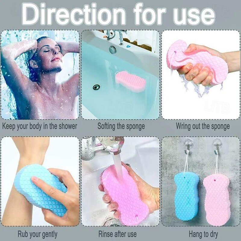 Bath Body Shower Sponge Scrub with Self-adhesive Hook Spa Scrub Exfoliator Dead Skin Remover for Adults Children Elasticity Reusable Shower Brush Skin Cleaner4