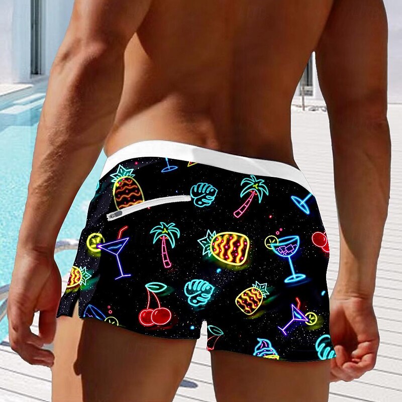 Men's Pineapple Coconut Tree Swim Trunks Swim Shorts Board Shorts Mid Waist Fashion Designer Surfing Holiday Beach Drawstring Pocket Elastic Waist Designer Clothing Apparel2