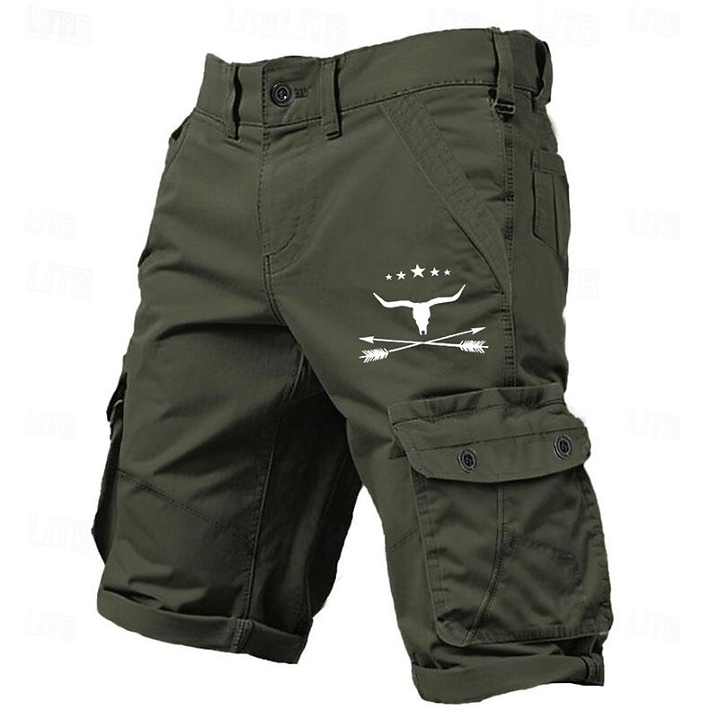 Men's Cow Arrow Cargo Shorts Mid Waist Sports Fashion Designer Outdoor Sports Outdoor Casual Multi Pocket Designer Clothing Apparel2