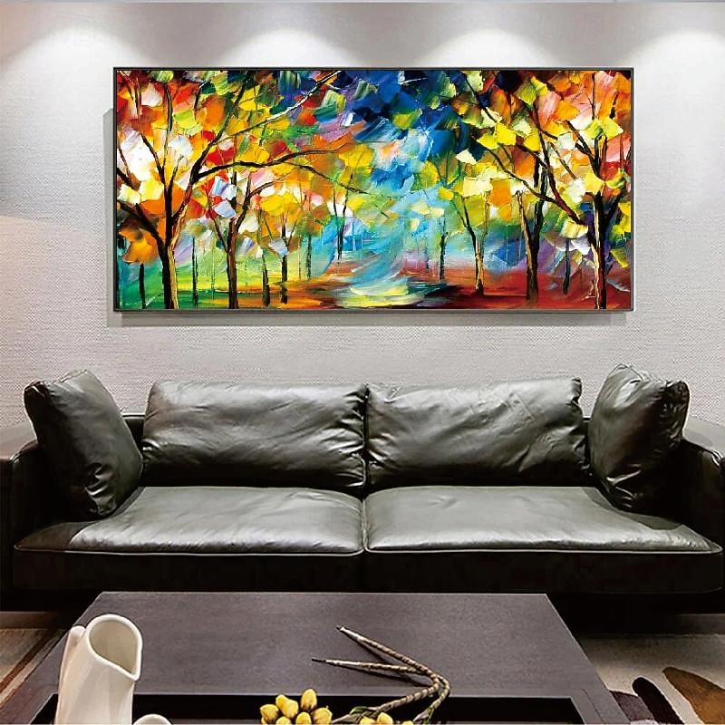 Tree oil painting handmade Wall Art Colorful Forest Painting Canvas Colorful Trees Forest Canvas Colorful Jungle Canvas Huge Canvas oil painting Home Decor Autumn Canvas painting3