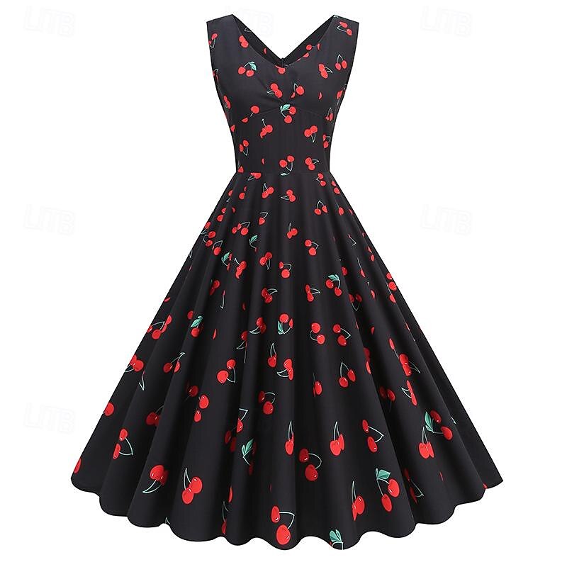 Retro Vintage 1950s Vacation Dress Midi Dress Swing Dress Flare Dress Floral Fruit Fancy Dress Women's Masquerade Casual Daily Bachelorette Party Adults' Dress Homecoming Dresses4