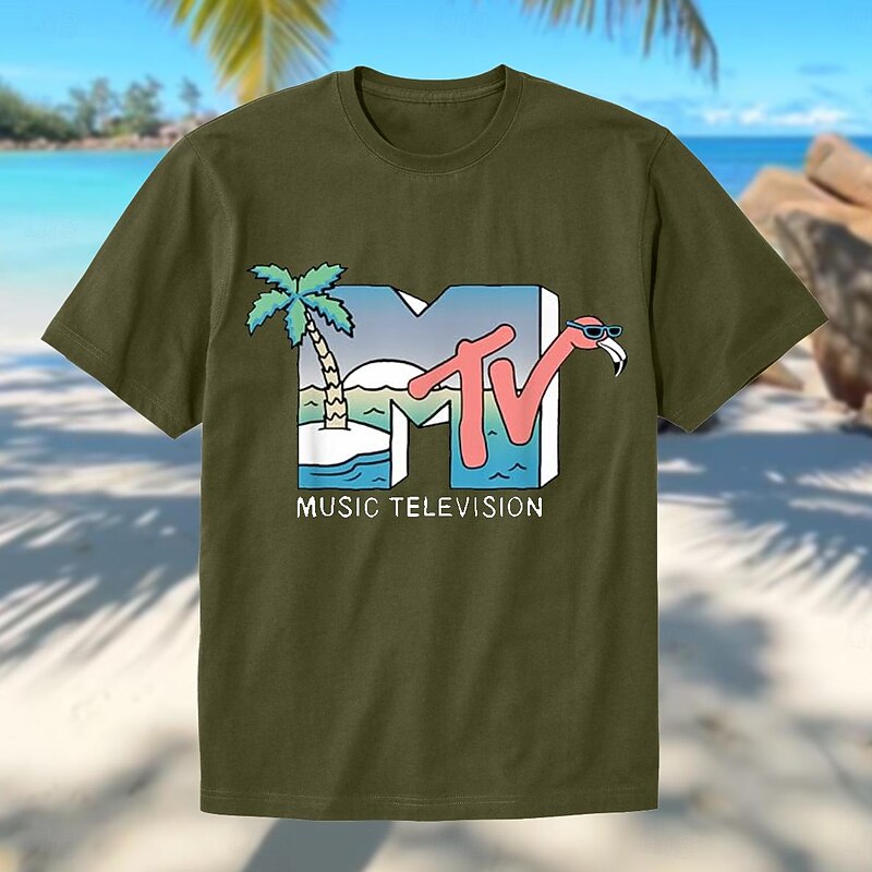 Men's Coconut Tree Letter Hawaiian T Shirt Tee Top 100% Cotton Short Sleeve Graphic Shirt Black White Army Green Comfortable Tee Street Sports Outdoor Fashion Designer Clothing3
