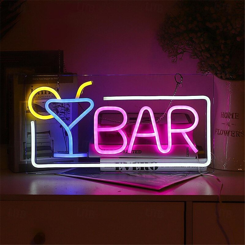 Oktoberfest Bar LED Neon Sign Light Cocktails Creative Design Logo USB Powered LED Lights Party Room Decoration For Home Bars Club Bedroom USB Hanging Art Wall Lamp 1PC3