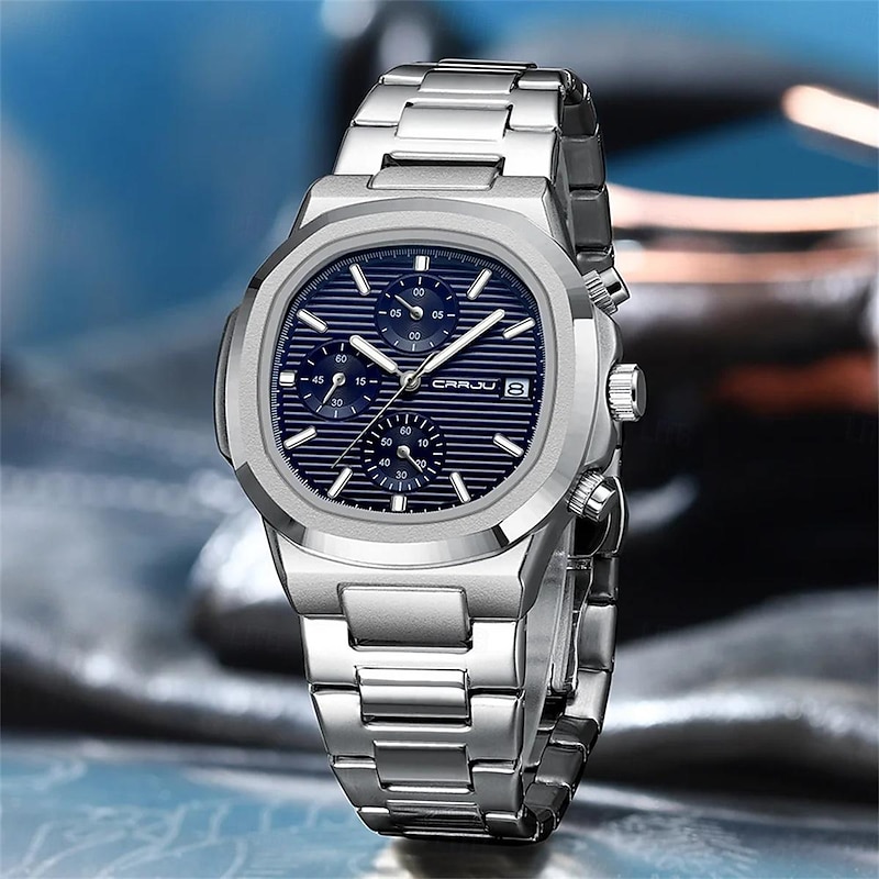 CRRJUCRRJUMen Quartz Watch Outdoor Fashion Casual Wristwatch Luminous Calendar Waterproof Decoration Steel Watch2