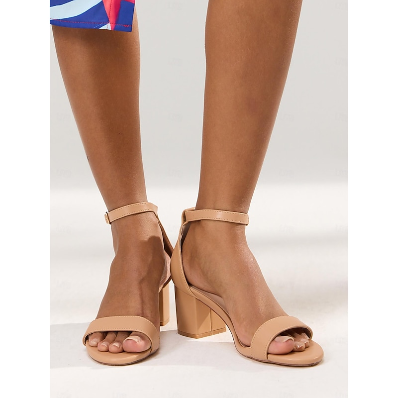 Women's Elegant Nude Ankle Strap Heeled Sandals for Dress Occasions4