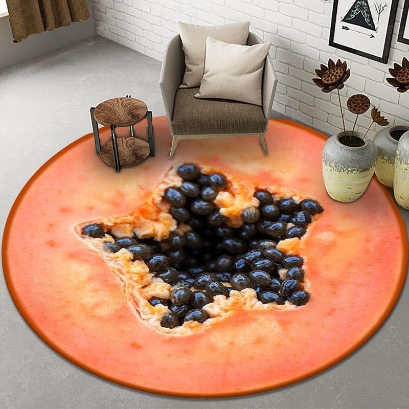 Fruit Rug Floor Mat Non-Slip Round Area Rugs Kitchen Floor Mat Soft Carpet for Bedroom Livingroom Bedside4