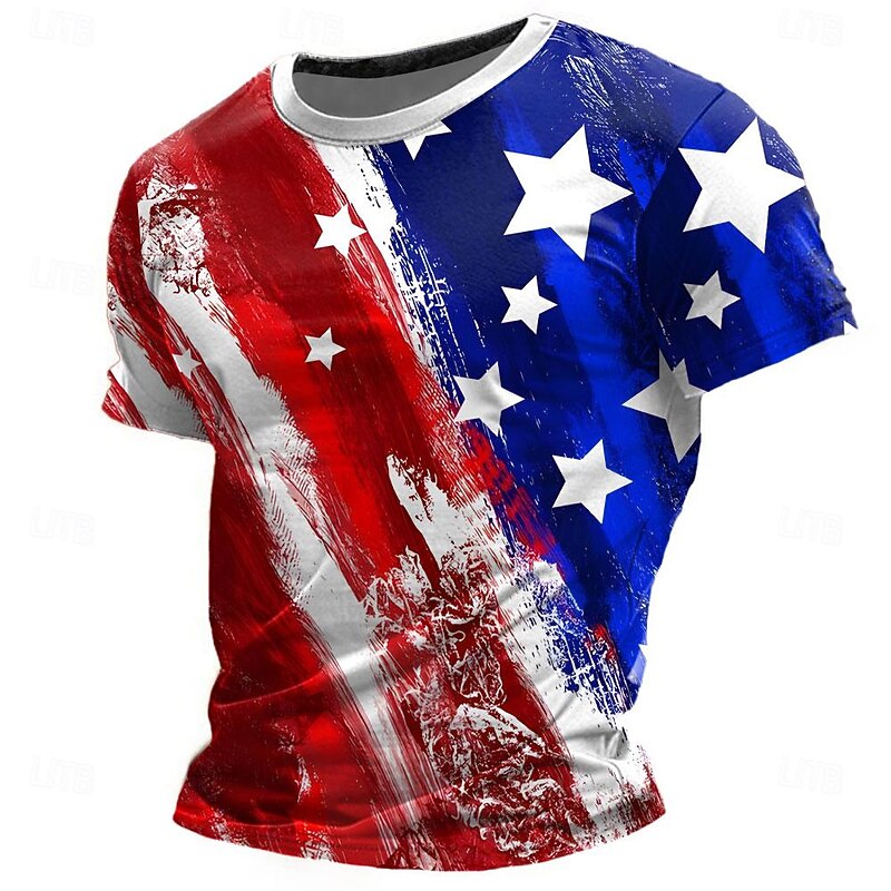 Veterans Day Men's Patriot Patriotic Veteran American Flag T shirt Short Sleeve T shirt 3D Print Crew Neck Shirt Street Style Party Birthday Street White Blue Summer Spring Clothing Apparel S M L XL4