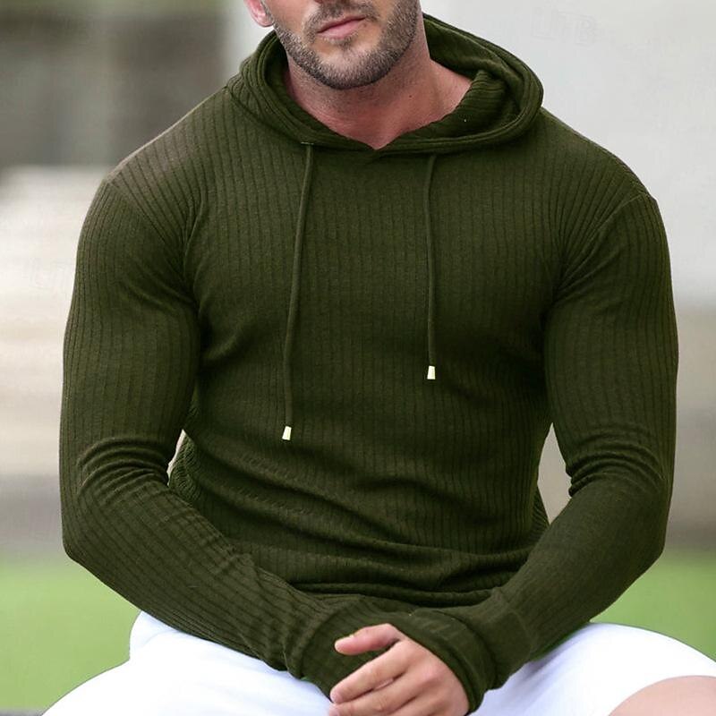 Men's Hoodie Long Sleeve Hoodie Casual Athleisure Solid Colored Soft Breathable Gym Workout Walking Jogging Sportswear Activewear Black White Army Green4
