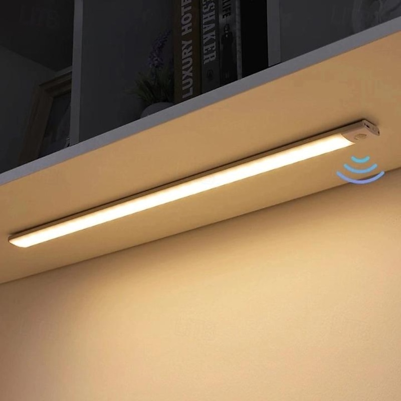 Under Cabinet Lighting, Sensor LED Cabinet Lights, Rechargeable,  Human Body Induction LED Light Strip, 3-Colors Ultra-thin Wireless Magnetic, 10/20/30/40cm2