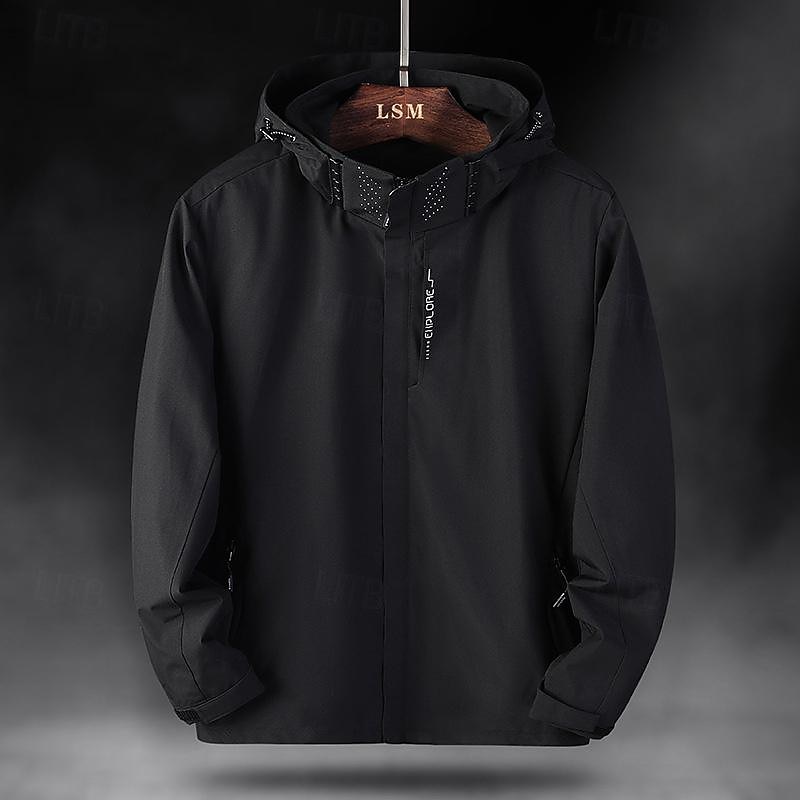 Men's Ski Jacket Outdoor Waterproof Windproof Hoodie Snow Coat Ski Coat Traveling Dark Grey Black White Navy Blue3