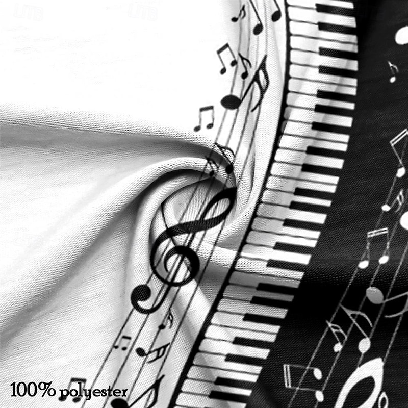 Halloween Men's Gothic Horror Piano Musical Instrument T shirt Tee Short Sleeve T shirt 3D Print Lace Up Neck Shirt Casual Daily Black / White Spring & Summer Clothing Apparel S M L XL XXL 3XL3