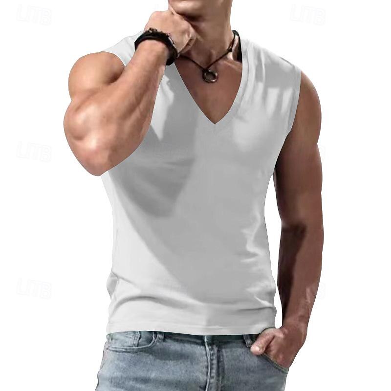 Men's Workout Tank Top Running Tank Top Gym Tank Top Sleeveless Vest / Gilet Casual Athleisure V Neck Solid Colored Quick Dry Soft Breathable Gym Workout Walking Jogging Sportswear Activewear Black2
