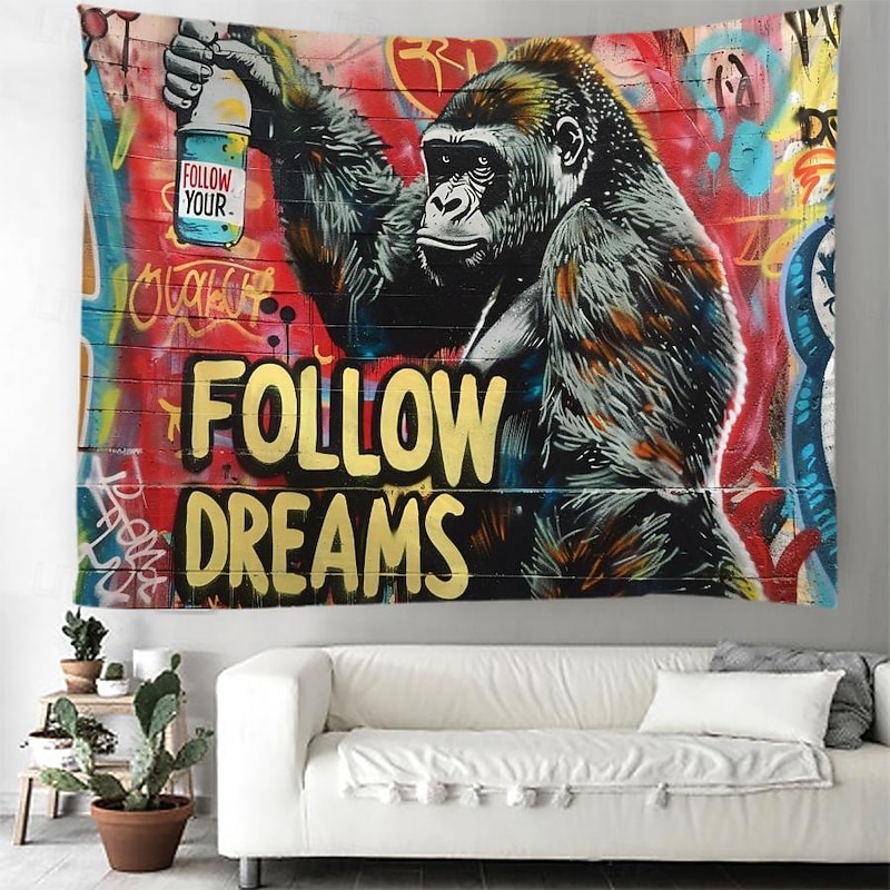 Street Graffiti Astronaut Hanging Tapestry Wall Art Large Tapestry Mural Decor Photograph Backdrop Blanket Curtain Home Bedroom Living Room Decoration4