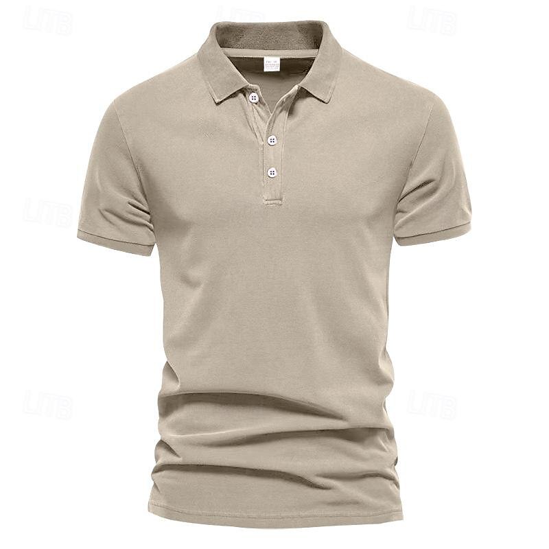 Men's Golf Shirt Golf Polo Work Casual Lapel Short Sleeve Basic Modern Plain Button Spring & Summer Regular Fit Black Army Green Blue Brown Khaki Dark Gray Golf Shirt2