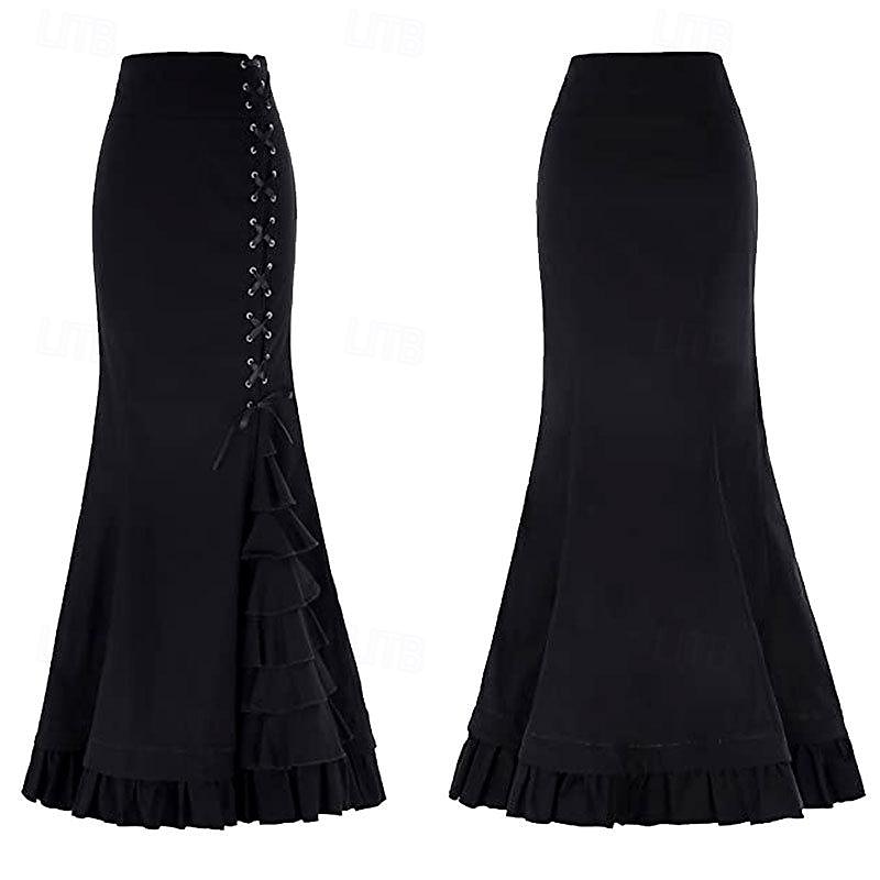 Retro Vintage Medieval Renaissance Skirt Goth Girl Flounced Fancy Dress Women's Fantasy Steampunk Masquerade Party / Evening Adults' Skirt4