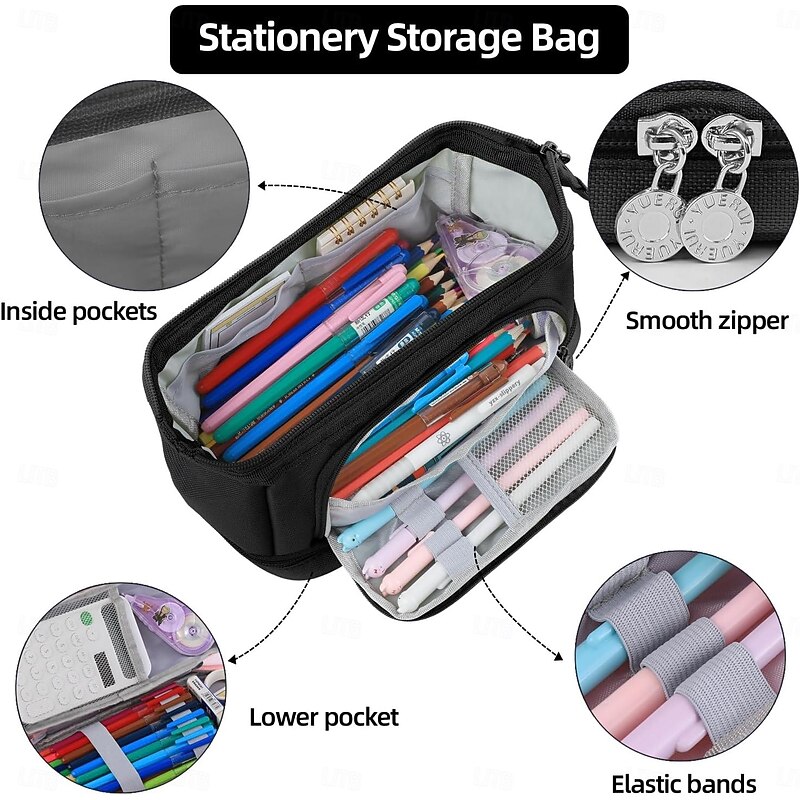 Large Pencil Case, Back to School Pencil Pouch with Zipper Compartments, Aesthetic Pencil Case for Adults, Stationery Pouch Pen Case for Office3