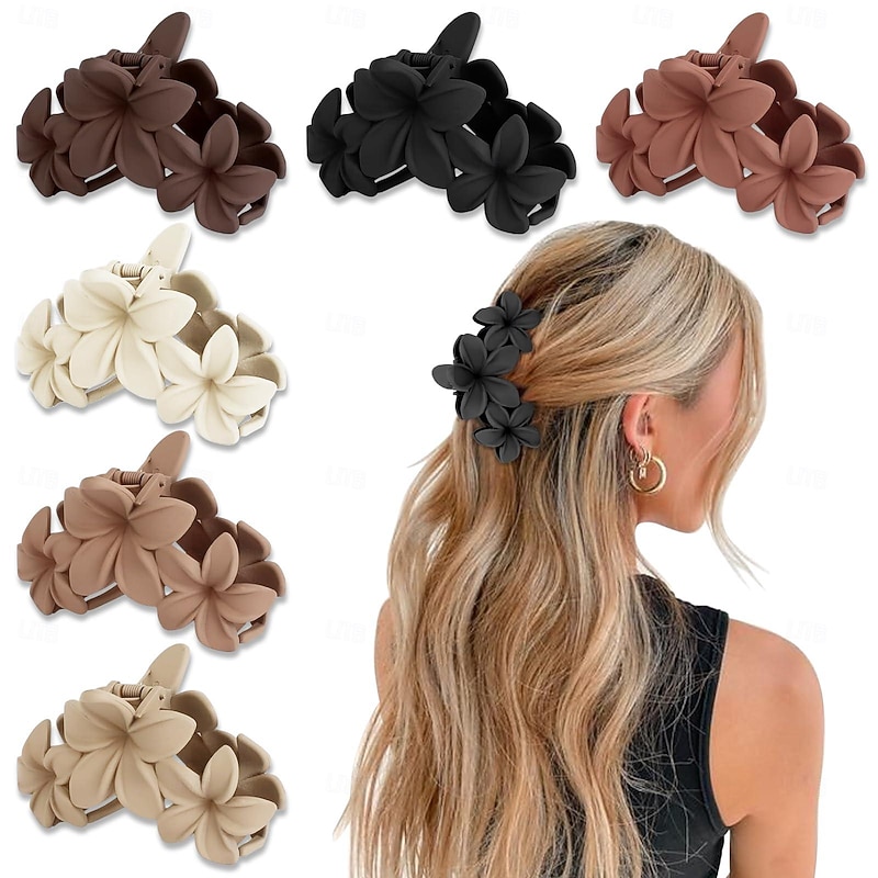 1PC Flower Hair Clips for Women,Non-Slip Matte Flower Hair Clips for Women,Hawaiian Hair Flower Clip Large Plumeria Hair Clip Strong Hold Hair Claws Cute Clip Beach Hair Accessories
