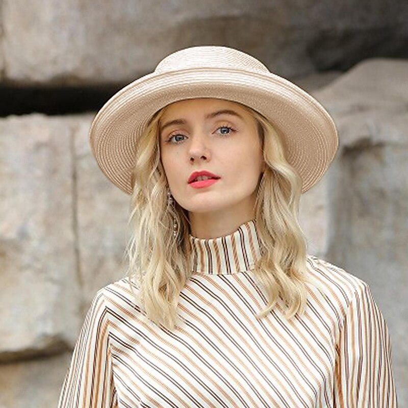 Hats Fiber Bowler / Cloche Hat Bucket Hat Floppy Hat Wedding Beach Elegant Wedding With Faux Pearl Tulle Headpiece Headwear3