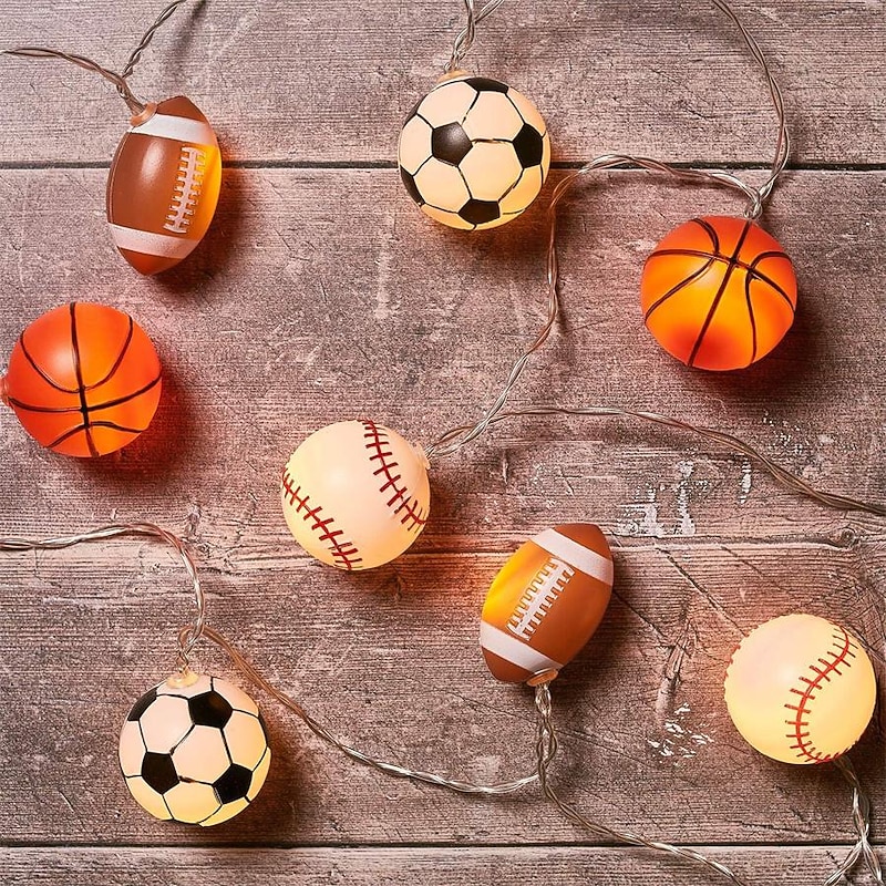 Football String Lights Sport Ball String Lights Euro Cup USB or Battery Operated 1.5M 3M 6M Fairy Lights Mix Baseball Basketball Football Soccer LED Lights