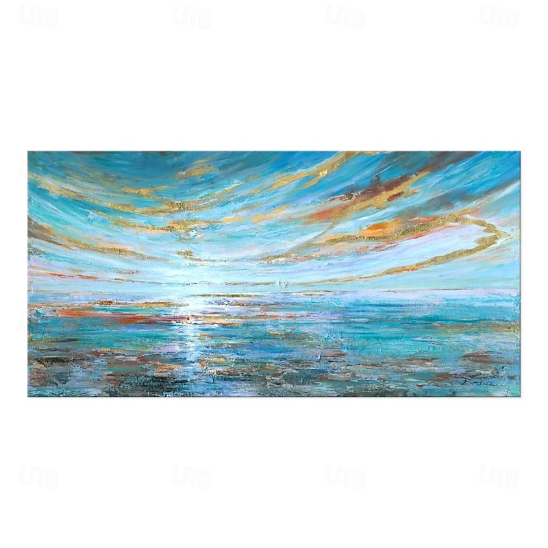 Handmade Oil Painting Canvas Wall Art Decoration Modern Texture Sunset Beach Abstract Landscape for Living Room Home Decor Rolled Frameless Unstretched Painting2