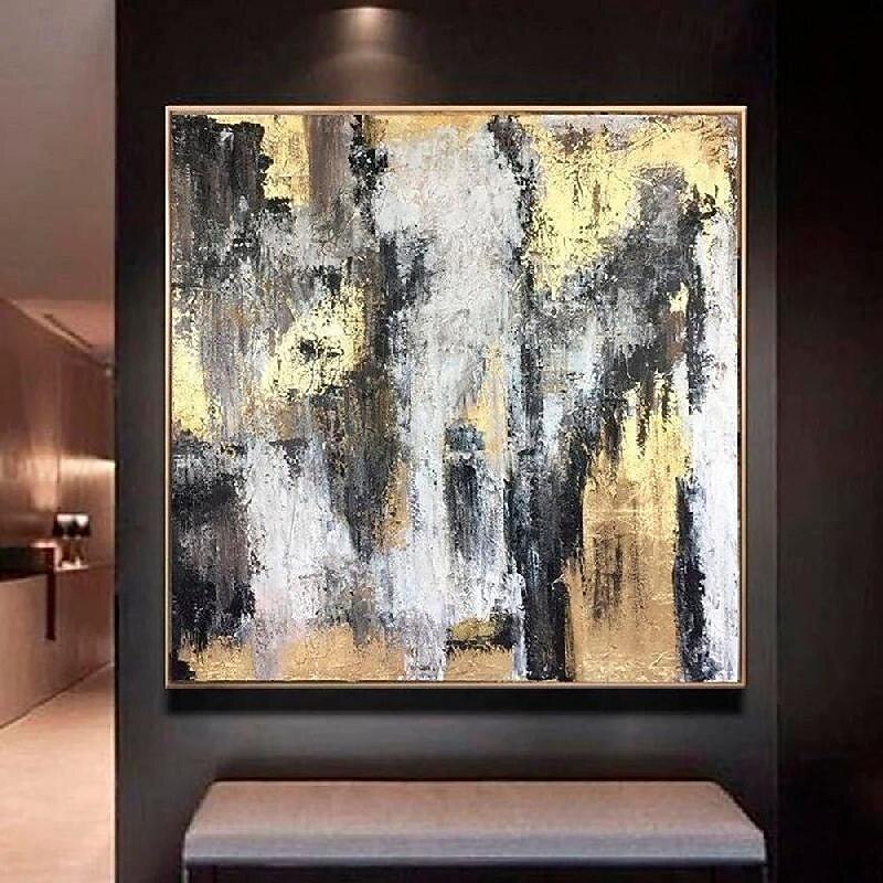 Large Abstract Oil Paintings On Canvas Gold foil oil painting Artwork Heavy Textured oil painting handmade Wall Art Luxury Painting HandPainted mordern painting Art Wall Decor for bedroom living room