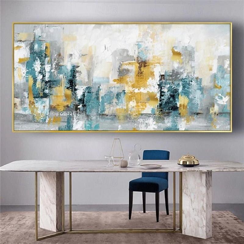 Oil painting handmade Jackson Pollock Blue & Yellow Art Prainting hand painted On Canvas Expressionism Painting Large Abstract oil painting handmade Wall Art For Home  decoration2