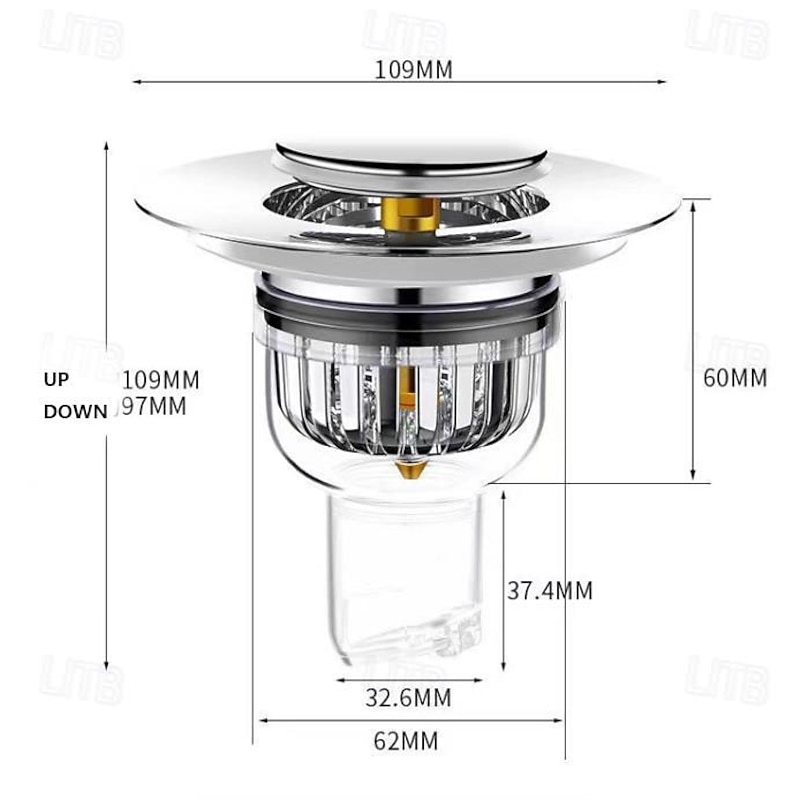 Bathtub Stopper Shower Drain Hair Catcher, Pop-up Tub Stopper with Strainer Bathroom Drain Plug Drain Protector for 1-1/2 to 1-3/4" Bath Drain Hole3