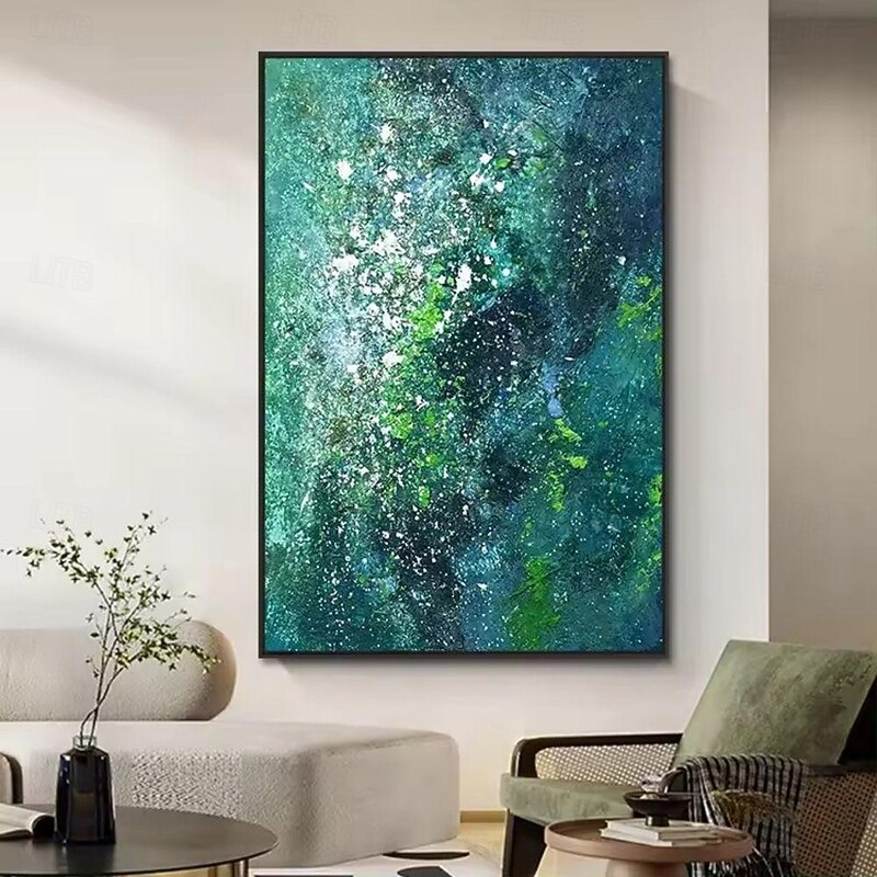 Handmade Oil Painting Canvas Wall Art Decoration Modern Green Abstract Texture for Home Room Decor Rolled Frameless Unstretched Painting