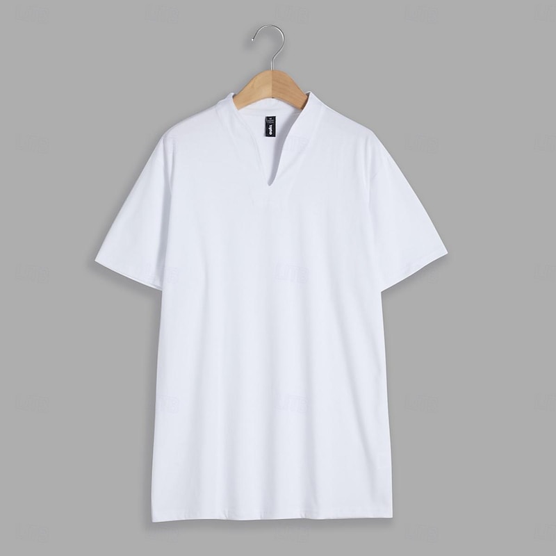 Men's T Shirt Short Sleeve Y Neck Summer Plain Sports Fashion Lightweight Classic Style Vacation Casual Holiday Light Blue Black White Top Tee for Men2