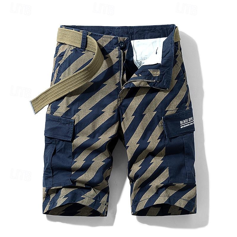 Men's Tactical Shorts Cargo Shorts Shorts Buttons Multi Pocket Stripe Wearable Knee Length Outdoor Daily Camping & Hiking Fashion Classic Black Army Green4