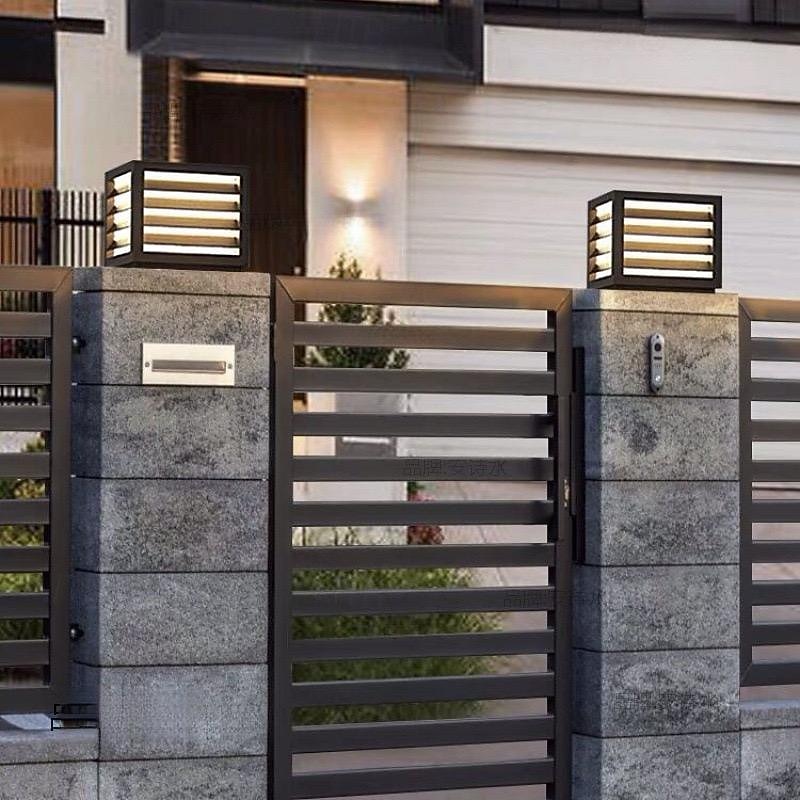 LED Outdoor Wall Lights Warm White 25cm Single Head Light Luxury Square Lawn Path Waterproof Post Light E26/E27 Metal Villa Garden 110-240V2