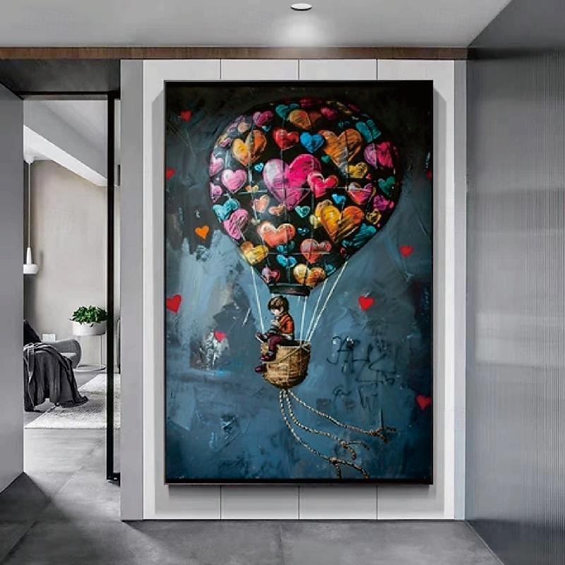 Banksy Balloon oil painting hand painted Canvas Balloon painting Banksy Art oil painting Wall Art Canvas Design air balloon graffiti banksy painting4