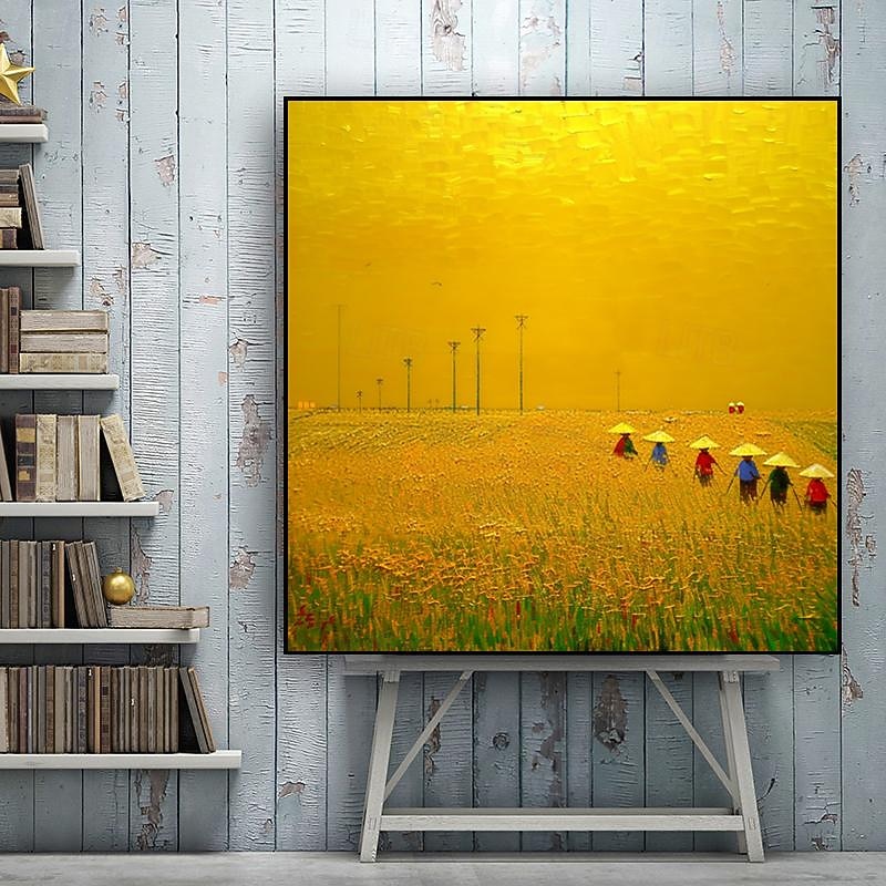 Van Gogh Style Golden Wheat Field Harvest Hand-painted Decorative Painting Modern Abstract Home Decor Gift Stretched Frame Ready to Hang or Unframed4