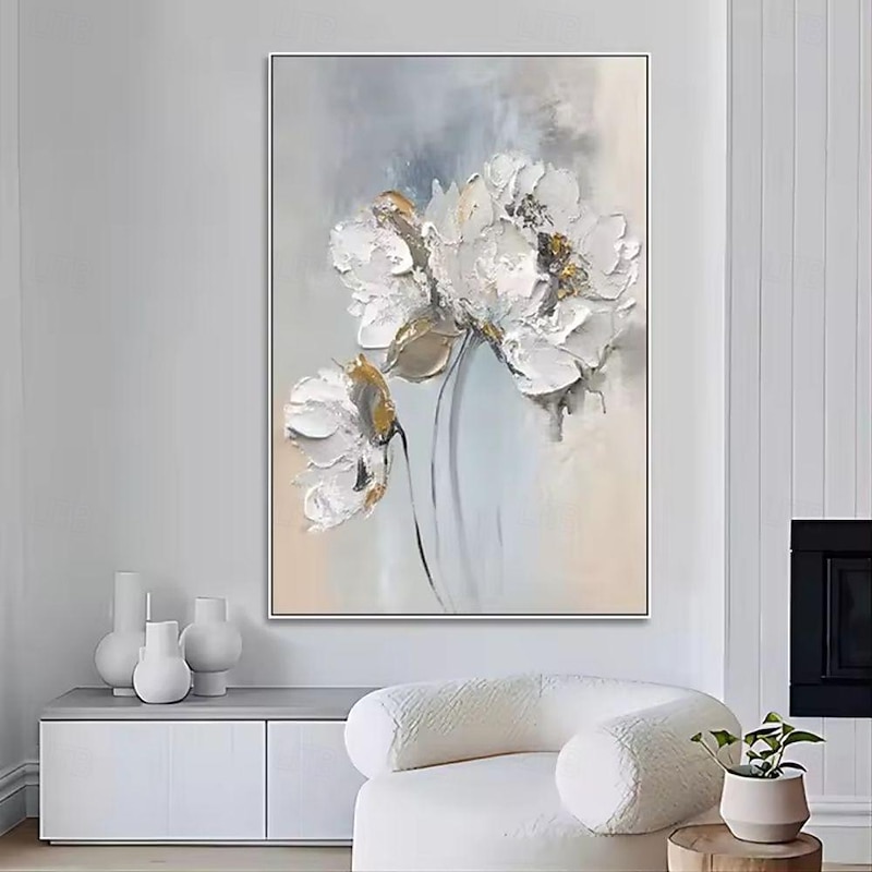 Handmade Oil Paintings Canvas Wall Art Decoration Wabi-Sabi Style Simple Abstract Flowers for Home Decor Rolled Frameless Unstretched Painting2