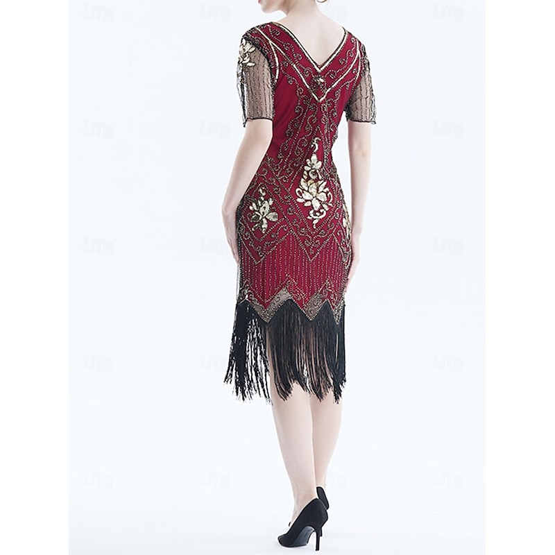 Roaring 20s 1920s Cocktail Dress Flapper Dress Dress Prom Dress The Great Gatsby Charleston Sequins Tassel Fringe Fancy Dress Women's Halloween Carnival Masquerade Carnival Wedding Wedding Guest3