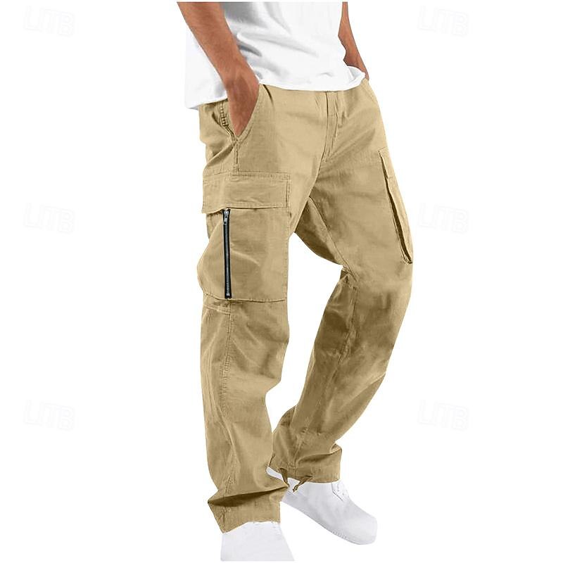 Men's Cargo Pants Trousers Elastic Waist Multi Pocket Plain Wearable Daily Camping & Hiking Classic Black Army Green