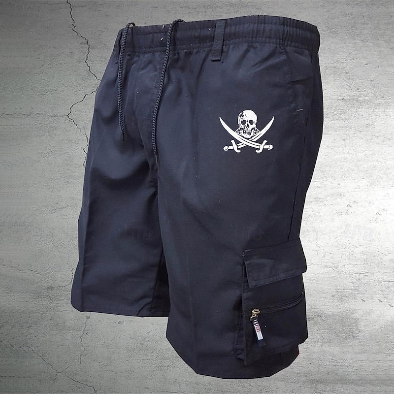 Men's Tactical Shorts Cargo Shorts Shorts Drawstring Elastic Waist Multi Pocket Skull Wearable Short Outdoor Daily Camping & Hiking Fashion Classic Black Army Green2