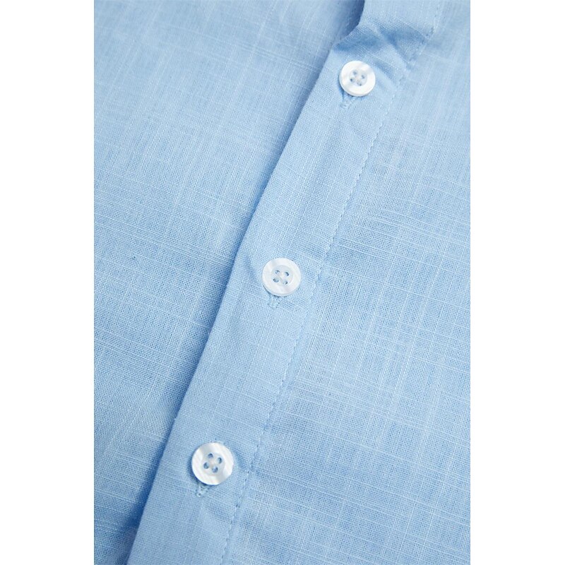 Men's Shirt Linen Shirt Summer Shirt Beach Wear Button Up Shirt Plain Vacation Curise White Pink Light Blue Short Sleeve Collar Summer Spring Clothing Apparel2